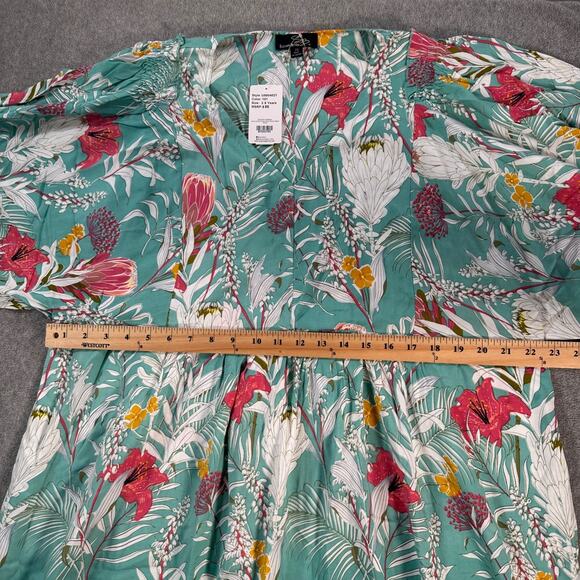 Suzanne Betro Division Dress V-Neck Empire-Waist Women's 2X Tropical Floral New - Picture 6 of 8